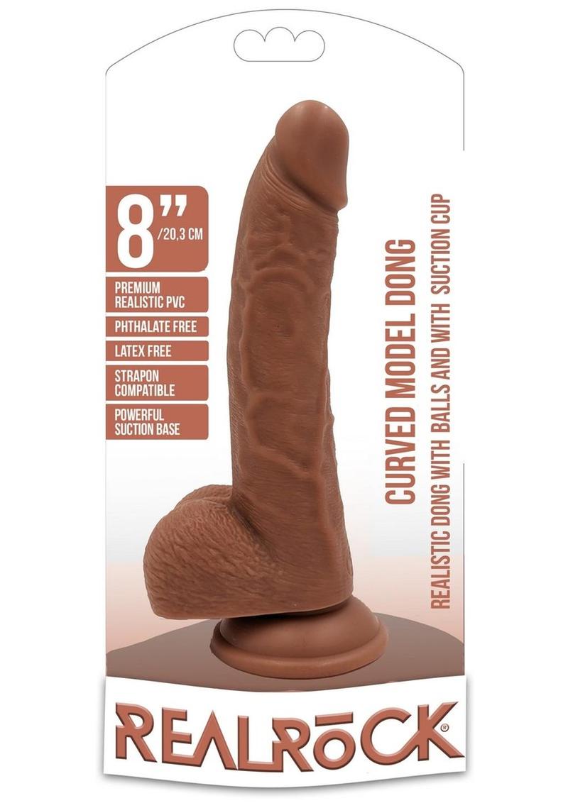 Realrock Curved Realistic Dildo With Balls And Suction Cup In