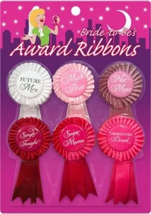 Bride To Be's Award Ribbons Assorted Colors 6 Each Per Pack