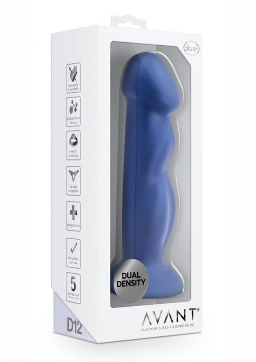 Avant D12 Suko Silicone Dildo With Suction Cup 8in - Indigo