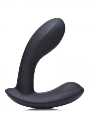 Zeus Vibrating & E-Stim Silicone Rechargeable Prostate Massager With Remote Control - Black