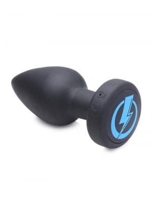 Zeus Vibrating & E-Stim Silicone Rechargeable Anal Plug With Remote Control - Black