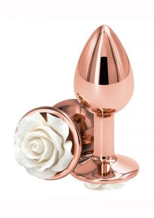 Rear Assets Rose Aluminum Anal Plug - Small - White