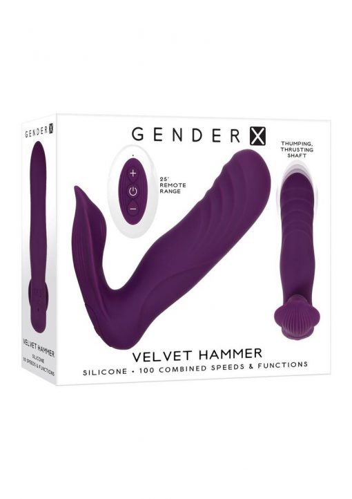 Gender X Velvet Hammer Rechargeable Silicone Wearable Vibrator with Remote Control - Purple