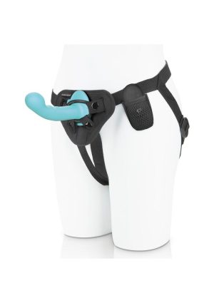 Pegasus Ripple P-Spot/G-Spot Silicone Peg with Harness and Remote Control 6in - Aqua