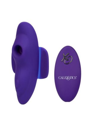 Lock-N-Play Rechargeable Silicone Suction Panty Vibrator with Remote Control - Purple