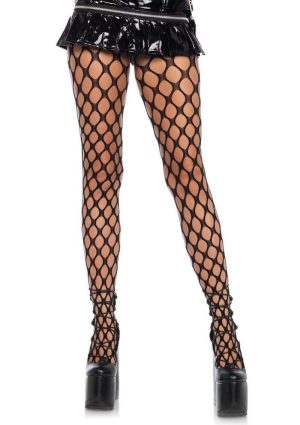 Leg Avenue Jumbo Pothole Net Tights - OS - Black