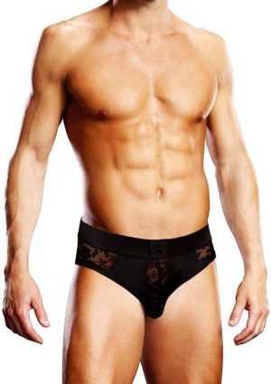 Prowler Lace Open Brief - XL - Black