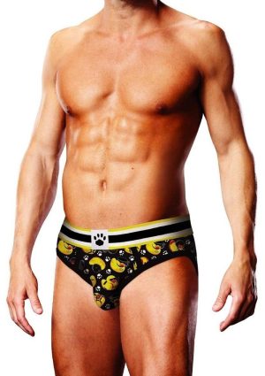 Prowler BDSM Rubber Ducks Brief - Small - Black/Yellow