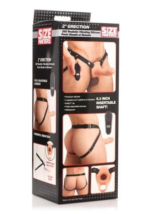 Size Matters 2 Erection 28X Realistic Vibrating Rechargeable Silicone Penis Sheath with Remote Control - Vanilla