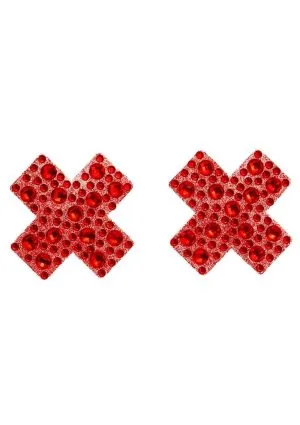 Leg Avenue X Factor Adhesive Nipple Jewel Stickers - OS - Red