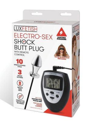Lux Fetish Electro Sex Shock Butt Plug with Wired Remote Control - Black