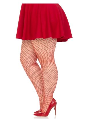 Leg Avenue Spandex Industrial Net Tights - 1X/2X - Red