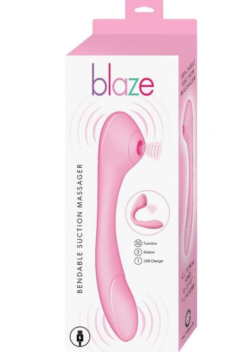 Blaze Bendable Suction Rechargeable Silicone Clitoral Massager - Pink