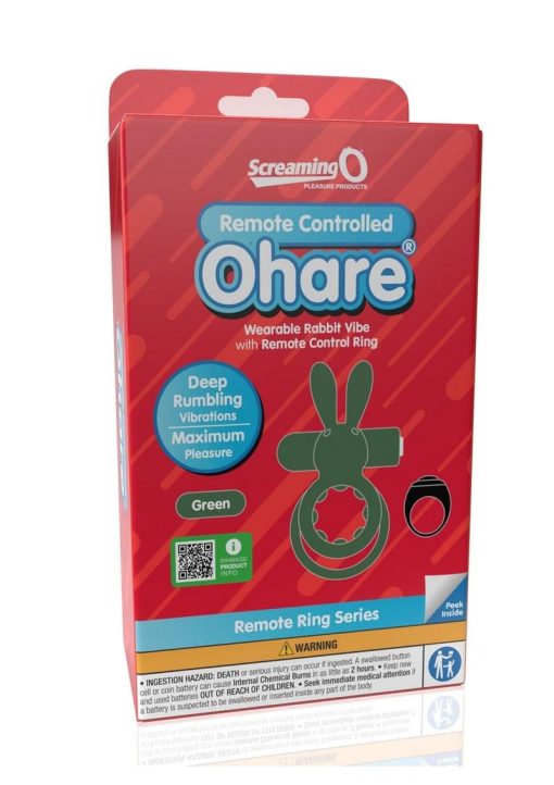 Screaming O Ohare Rechargeable Silicone Vibrating Cock Ring with Remote Control - Green
