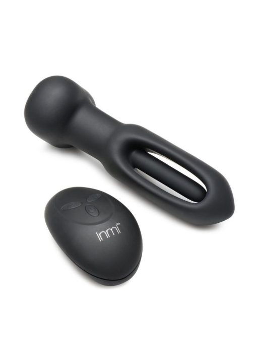 Flickers Bum Flick Flicking and Vibrating Rechargeable Silicone Butt Plug with Remote Control - Black