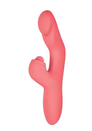 Goddess Heat Up Rechargeable Silicone Tapping Rabbit Vibrator - Coral