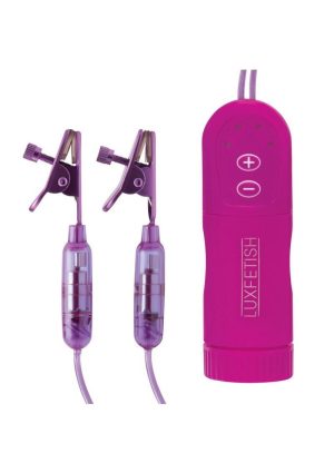 Lux Fetish Vibrating Nipple Clips Remote Control - Purple