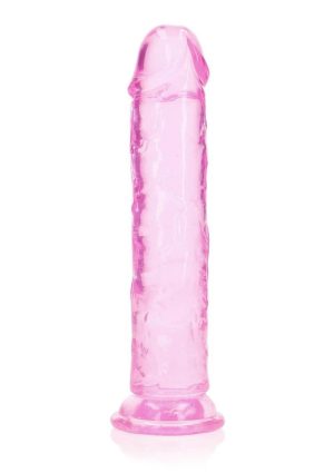 RealRock Crystal Clear Straight Dildo 8in - Pink