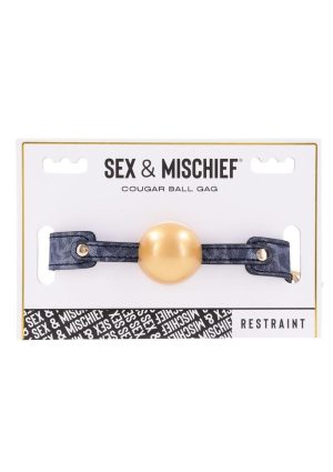 Sex and Mischief Cougar Ball Gag - Navy/Gold