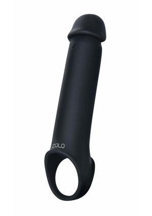 Zolo Vibrating Silicone Rechargeable Penis Extender with Remote Control - Black