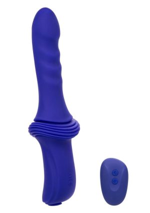 Overdrive Rechargeable Silicone Sex Machine Ridge Thruster with Remote Control - Purple