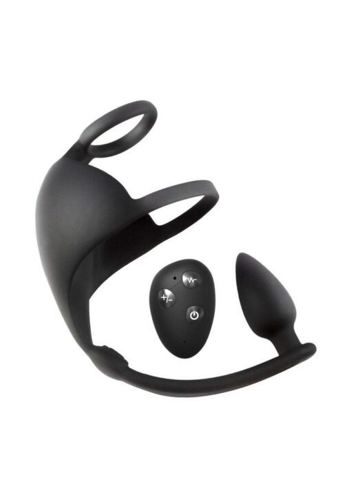 Magic Scrotum Massager Rechargeable Silicone Plug with Remote Control - Black
