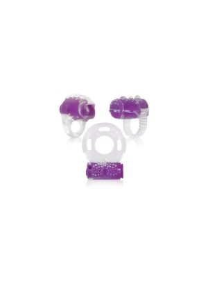 Ring True Cock Ring Set Clear And Purple