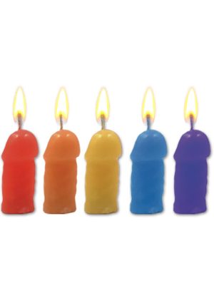 Pecker Party Candles Asst Color 5pk