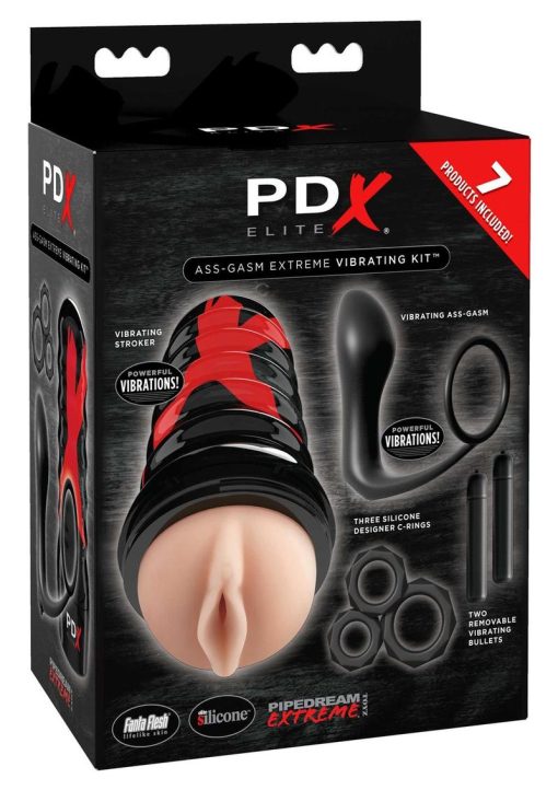 PDX Elite Ass-Gasm Extreme Vibrating Kit Silicone Black - Image 2