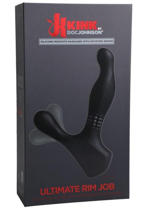 Kink Silicone Prostate Massager With Rotating Ridges Waterproof Black - Image 2