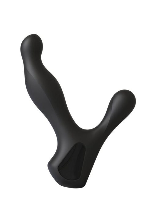 Kink Silicone Prostate Massager With Rotating Ridges Waterproof Black - Image 3