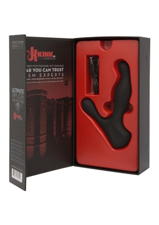 Kink Silicone Prostate Massager With Rotating Ridges Waterproof Black - Image 4
