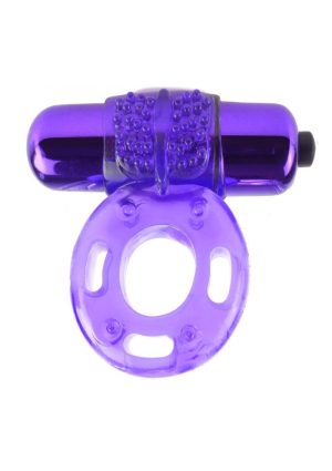 Fantasy C-Ringz Vibrating Super Ring Textured Cockring Waterproof Purple 2.32 Inch Diameter