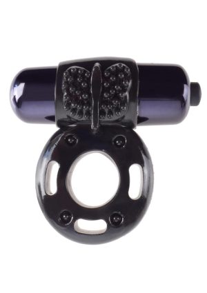 Fantasy C-Ringz Vibrating Super Ring Textured Cockring Waterproof Black 2.32 Inch Diameter