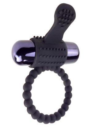 Fantasy C-Ringz Vibrating Silicone Super Ring Textured Cockring Waterproof Black 2.32 Inch Diameter