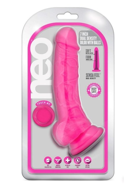 Neo Dual Density Cock W/balls 7.5` Pink - Image 2