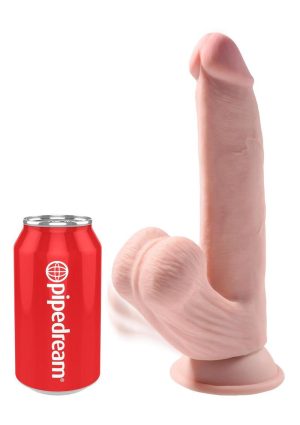 King Cock Triple Density Cock With Swinging Balls 8in - Vanilla