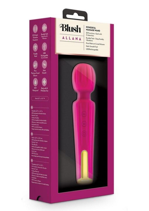 Lush Allana Velvet Rechargeable Silicone Wand Vibrator- Magenta/Rose Gold - Image 2