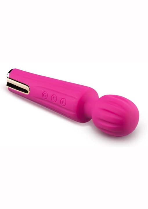 Lush Allana Velvet Rechargeable Silicone Wand Vibrator- Magenta/Rose Gold - Image 3