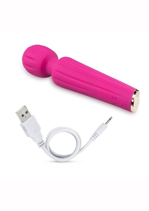 Lush Allana Velvet Rechargeable Silicone Wand Vibrator- Magenta/Rose Gold - Image 4