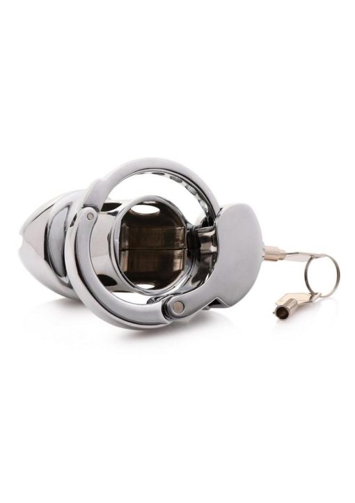 Master Series Cock Cuff Snap-On Chastity Cage - Silver