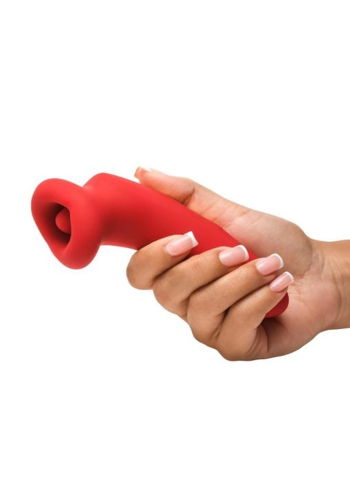 Lickgasm Plump Rechargeable Silicone Kiss Sucking and Vibrating Clitoral Stimulator - Red