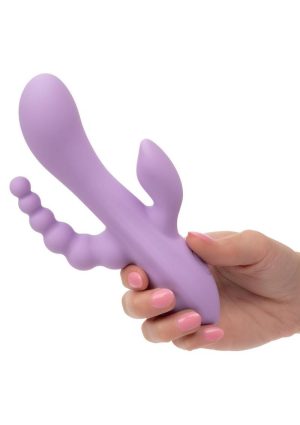Flex Bend and Hold Triple Rumbler Rechargeable Silicone Vibrator - Purple