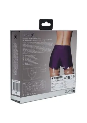 Ouch! Vibrating Strap-On Boxer with Rechargeable Bullet - XS/SM - Purple