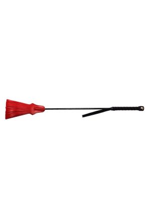 Rouge Tasselled Leather Riding Crop - Red/Black