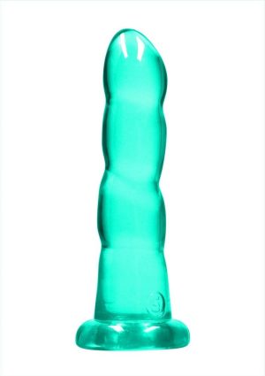 RealRock Crystal Clear Dildo with Suction Cup 7in - Turquoise