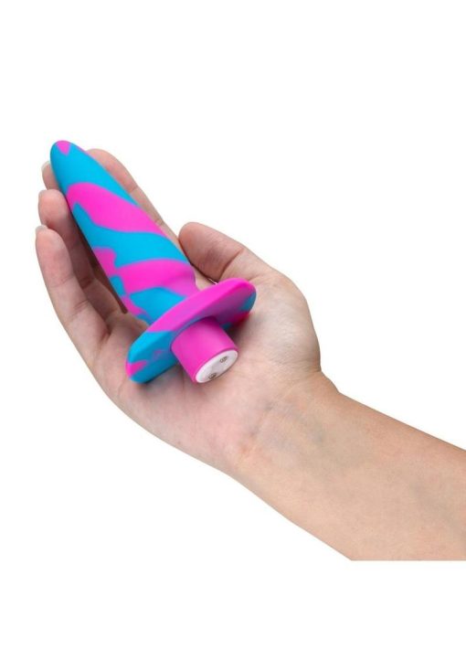 Avant Vibrotize Rechargeable Silicone Anal Plug - Fuchsia/Turquoise