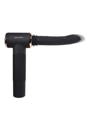 Too Hot to Handle Rechargeable Silicone Thrusting Vibrator with Suction Cup - Black