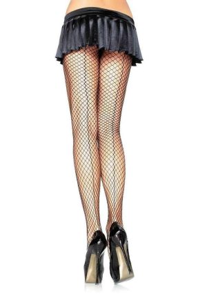 Leg Avenue Lycra Industrial Net Panty Hose with Seam Back - OS - Black