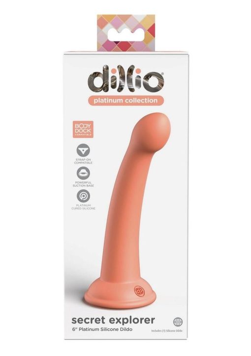Dillio Platinum Secret Explorer Silicone Dildo 6in - Orange